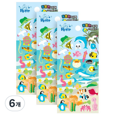 Petit 海底動物故事造型貼紙, 混合顏色, 6個