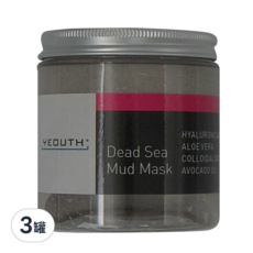 YEOUTH 悠絲 煥顏淨膚死海泥面膜 236ml 含玻尿酸、膠狀燕麥片、蘆薈、酪梨油, 1罐, 3罐