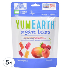 야미얼스 유기농 베어 젤리, 59.4g, 혼합맛(딸기/망고/체리/복숭아), 5개