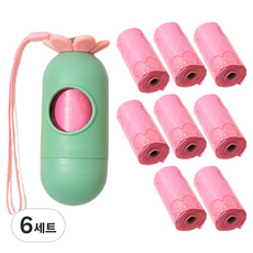 둥둥펫 반려동물 블라썸 케이스 + 배변봉투 세트, 혼합색상, 6세트
