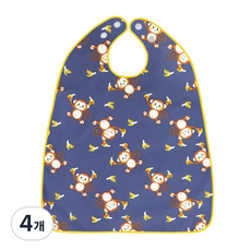 Derhappy 成人防水猴子香蕉圖案按扣式圍兜, 海軍藍, 4個