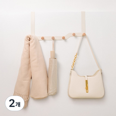 Life GONGyOU 免鑽孔 門掛勾 門後掛架 房門衣架 6勾, 2個, 象牙白