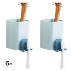 제이로 칫솔 치약 보관 걸이 홀더, 파랑, 6개