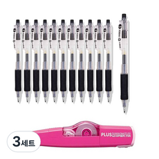 DONG-A 自動原子筆 12枝+修正帶 WH-635, 黑色, 3組