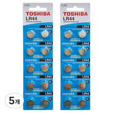 도시바 알카라인 버튼 건전지 LR44, 20개입, 5개