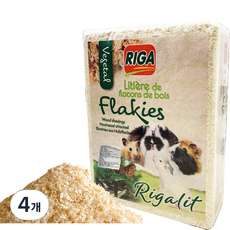 RIGA 햄스터 RIGA릿 플레이크 프리미엄 톱밥베딩, 4kg, 4개