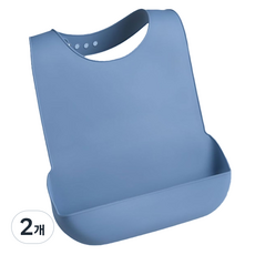 투투안 실리콘 성인 방수 식사 앞치마 턱받이, 블루, 2개