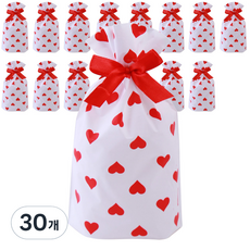 愛心蝴蝶結禮物袋 中 15 x 23 x 7 cm, 30個, 紅色