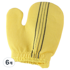 블랙조인 스크럽 때수건 목욕 타월, 노란색, 6개, 1개입