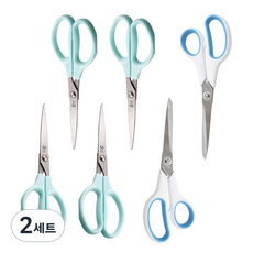 HwaShinMungu Hwaseon剪刀 751 4入+辦公用雙色剪刀 大 2入組, 2組, 隨機發貨（751剪刀），白色+天藍色（雙色剪刀）