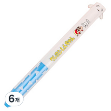 아오이마켓 크레용신짱 2색 똑딱볼펜 0.5mm, 흰둥이, 6개