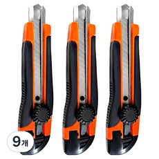 다다 잠금식 커터칼 대형 18mm, 주황, 9개