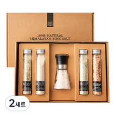 THANKS&NATURE 喜馬拉雅粉紅鹽研磨罐+小瓶裝鹽 4種禮盒, 420g, 2組