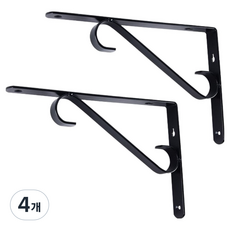 지오비즈 벽 ㄱ자 고정 선반대 200mm, 블랙, 4개