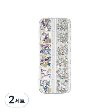 美甲滿鑽貼片12款組, 2個, AB蛋白石形