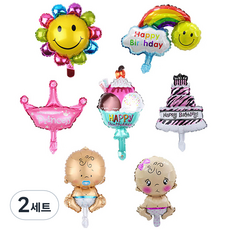 P&B UNITY 生日快樂氣球 小 x 7種套組, 2套, 混合顏色