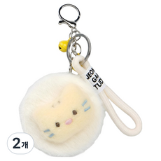 찐웨이 폭신하고 튼튼한 동물 키링 손거울 7 x 7 cm, 화이트옐로우, 2개