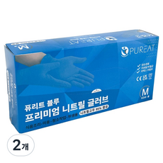 Pureat 高級丁腈手套 100入, 藍色, M, 2個