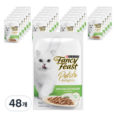 팬시피스트 3개월 이후 고양이 쁘띠딜라이트 주식 파우치, 닭, 50g, 48개 닭, 50g, 48개