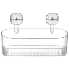 JOSIC 免打孔按壓式吸盤置物架, 1個, 透明色