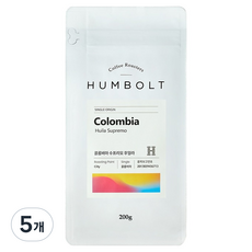 훔볼트 콜롬비아 수프리모 후일라 싱글 커피 원두, 홀빈(분쇄안함), 200g, 5개