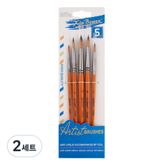 블랙트리 브라운 아트 수채화 둥근붓 5종 세트, 2세트