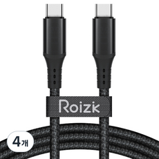 Roigic Type-C to Type-C 60W PD 超高速充電線 RZ-510, 黑色, 4個, 120cm