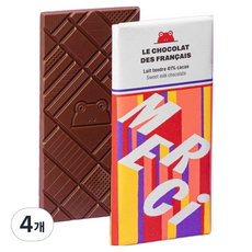 르쇼콜라데프랑세 메르시 밀크 초코렛 바, 80g, 4개