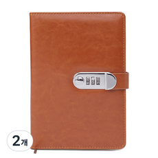 復古密碼日記本型筆記本, 棕色, 2個