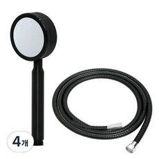 KOXINA 超大水壓輕質鋁合金蓮蓬頭黑色+金屬繩黑色1.5m套裝, 2組, 黑色