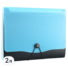 로타 2in1 13포켓 아코디언 덮개형 파일 클립보드, 블루, 2개