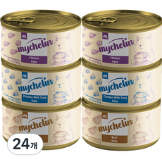 마이베프 전연령 고양이 주식 비프 파테 습식캔, 닭, 소, 닭+참치, 80g, 24개