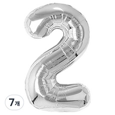 파티짱 호일 은박 파티 숫자 풍선 소 2, 실버, 7개