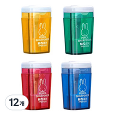 블랙트리 컬러풀 휴대용 연필깎이, 랜덤발송, 12개