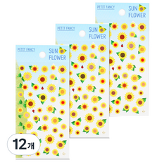 쁘띠팬시 Sunflower da5407 팬시스티커, 혼합 색상, 12개