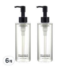 세컨디자인 퍼스트 클렌징 오일 퓨어 앤 프레쉬 블랙, 6개, 200ml