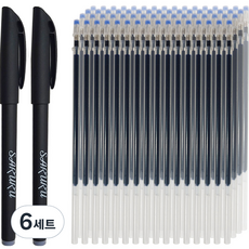 SARURU氣化筆 2入+替換筆芯 100入 0.38mm 細筆芯, 藍色, 6套