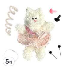 yarna 철사인형 + 핀타입 인형눈 4mm x 2p + 컬러미니삼각코 2종 + 컬러와이어링 모루 냥이 고양이 인형 만들기 세트, 5개, 아이보리 + 화이트 + 블랙 + 핑크