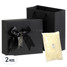 Marbella 禮物包裝盒 + 填充紙絲 + 購物袋套組 中型 24 x 14 x 8 cm, 2套, 黑色