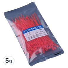 컬러 다용도 고강도 케이블타이 100p TCT-200, 레드, 5개