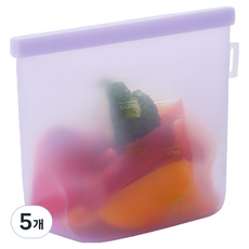 네이쳐리빙 릴리브 더블락 실리콘 지퍼백 퍼플, 1500ml, 1개입, 5개