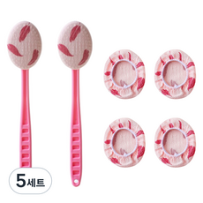 Jung Sang Eye And手柄沐浴身體刷 自我搓澡棒 2入+替換裝 4入組, 5組, 粉色