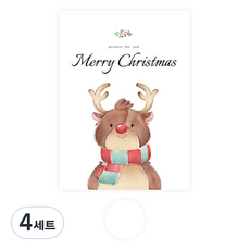 도나앤데코 레온 크리스마스 페이퍼 기프트백 20p + 투명 원형 스티커 3cm 20p, 혼합색상, 4세트