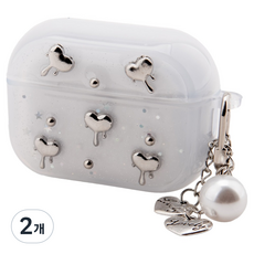 GOOSPERY 設計款 AirPods 保護殼 AirPods Pro 2, 金屬愛心, 2個