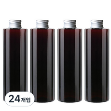 병도매닷컴 AC250 갈색투명 음료용기 알루미늄 실버캡, 250ml, 24개