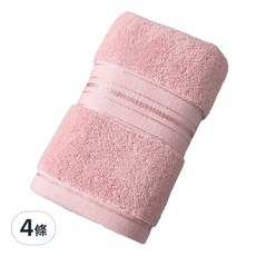純棉加厚毛巾 75 x 34cm，緞邊設計，柔軟舒適，高質感光澤, 粉色, 4條