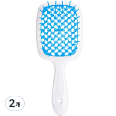 리빙홈디테일 볼륨 헤어브러쉬, 화이트핸들 + 블루, 2개