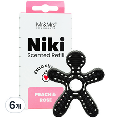 Mr&Mrs FRAGRANCE Niki 車用芳香劑補充包, 蜜桃與玫瑰, 6個