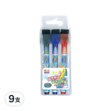 SUCCESS 成功 附擦細字白板筆, 黑色 + 藍色 + 紅色, 9支