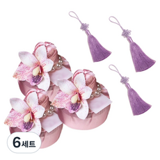 마메 고급 실크 보자기 + 노리개 세트, 핑크 + 퍼플, 6세트